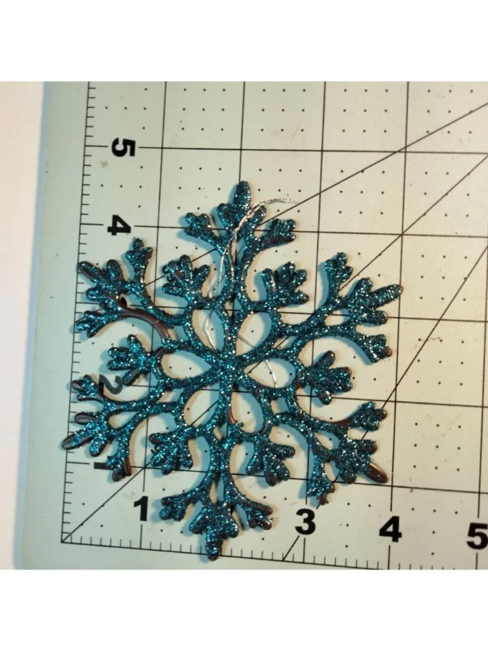 Blue Glitter Snowflake Christmas Ornament 4 x 4 inch Craft